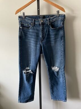 Banana Republic Mid Rise Straight Denim Jeans Ripped Distressed Size 30